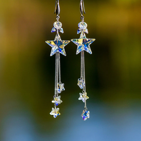 Pendientes Colgantes Estrella de Cristal