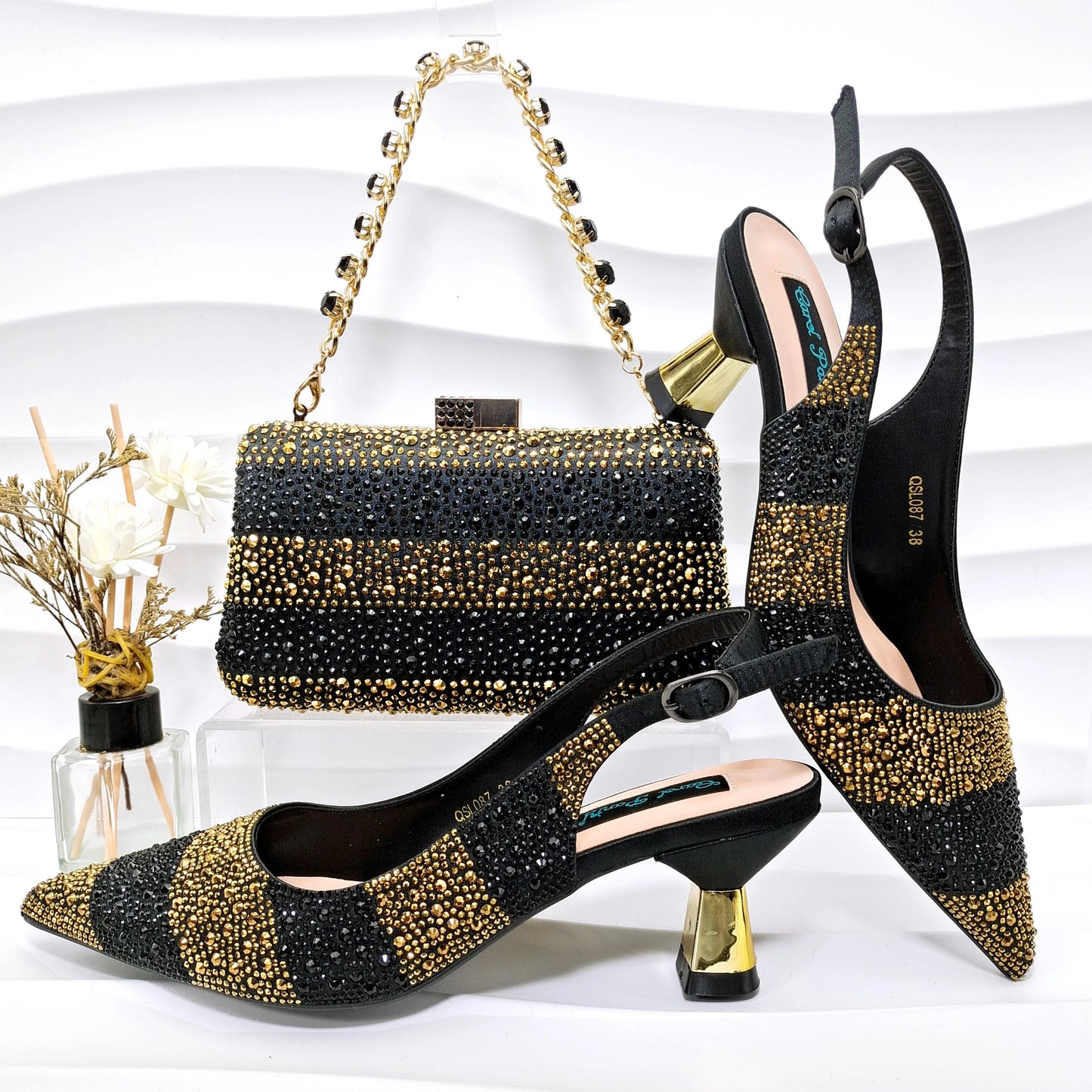 Conjunto de Zapatos y Bolsos para Mujer de Estilo Africano de Alta Calidad ED125