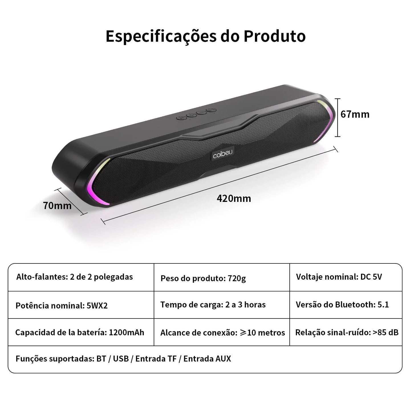 Portable Bluetooth Speaker for PC, Wireless Headphones with Music Playback and Phone Calling Functions