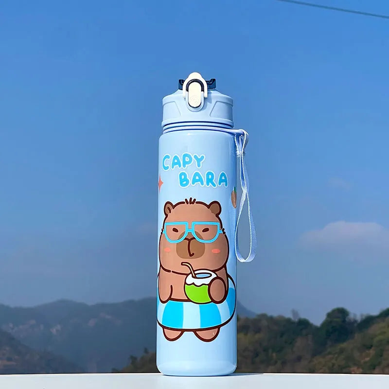 Large-Capacity Capybara Straw Cup | Cute Portable Sports Water Bottle for Outdoor Activities