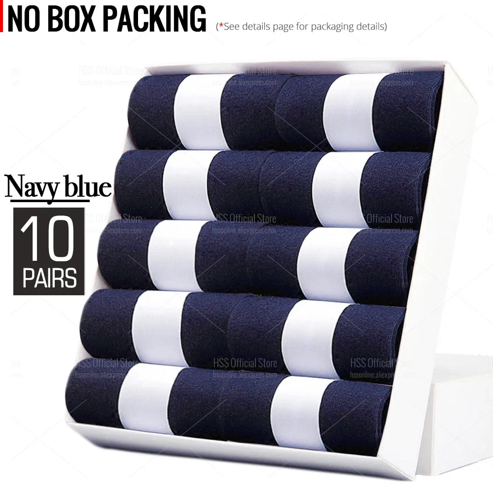 HSS 5/10 Pairs Men's Cotton Blend Socks Black Business Men Socks Soft Breathable Summer Winter for Male Socks Plus Size (6.5-14)