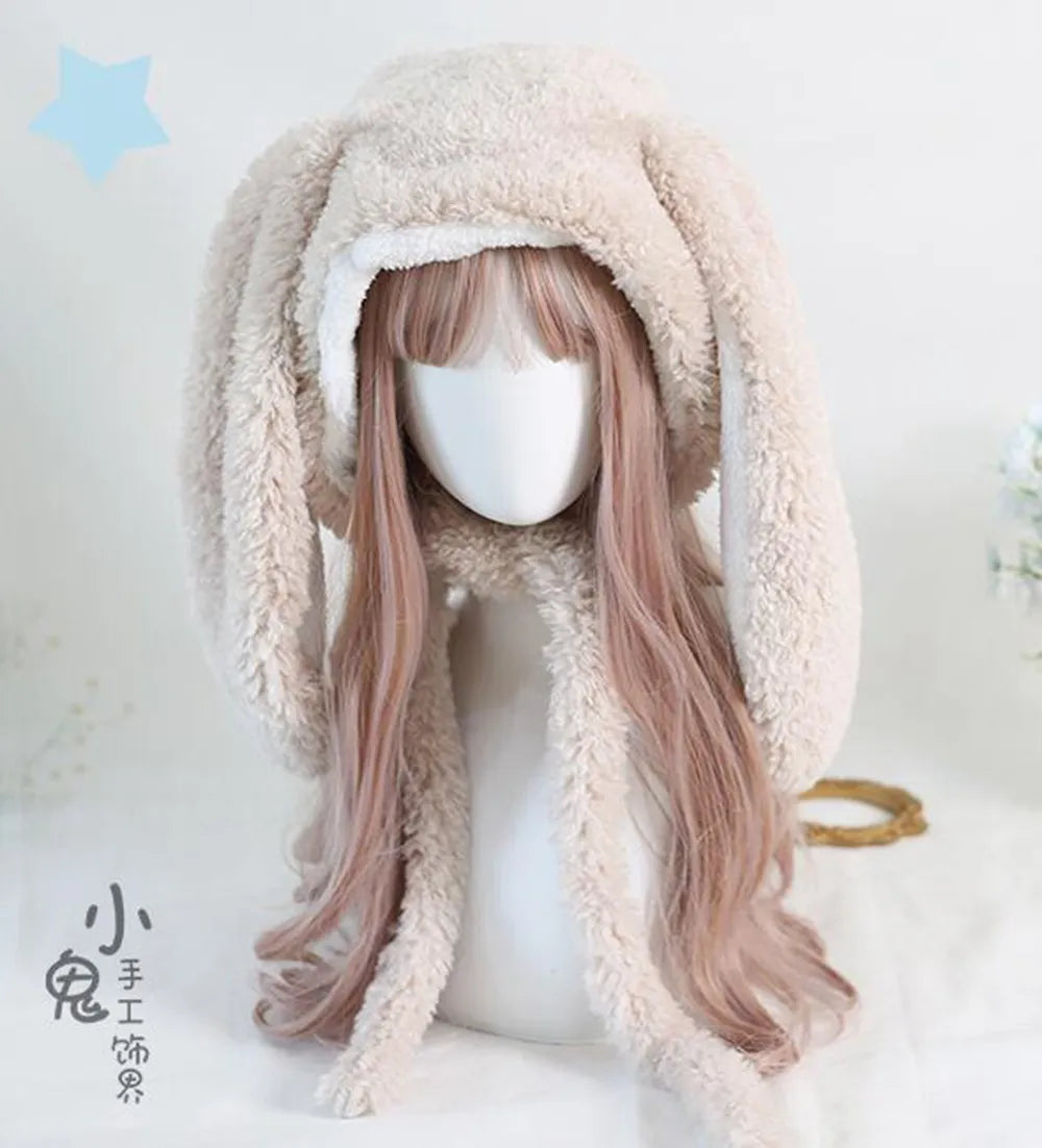 Gorro de invierno con orejas de conejo caídas