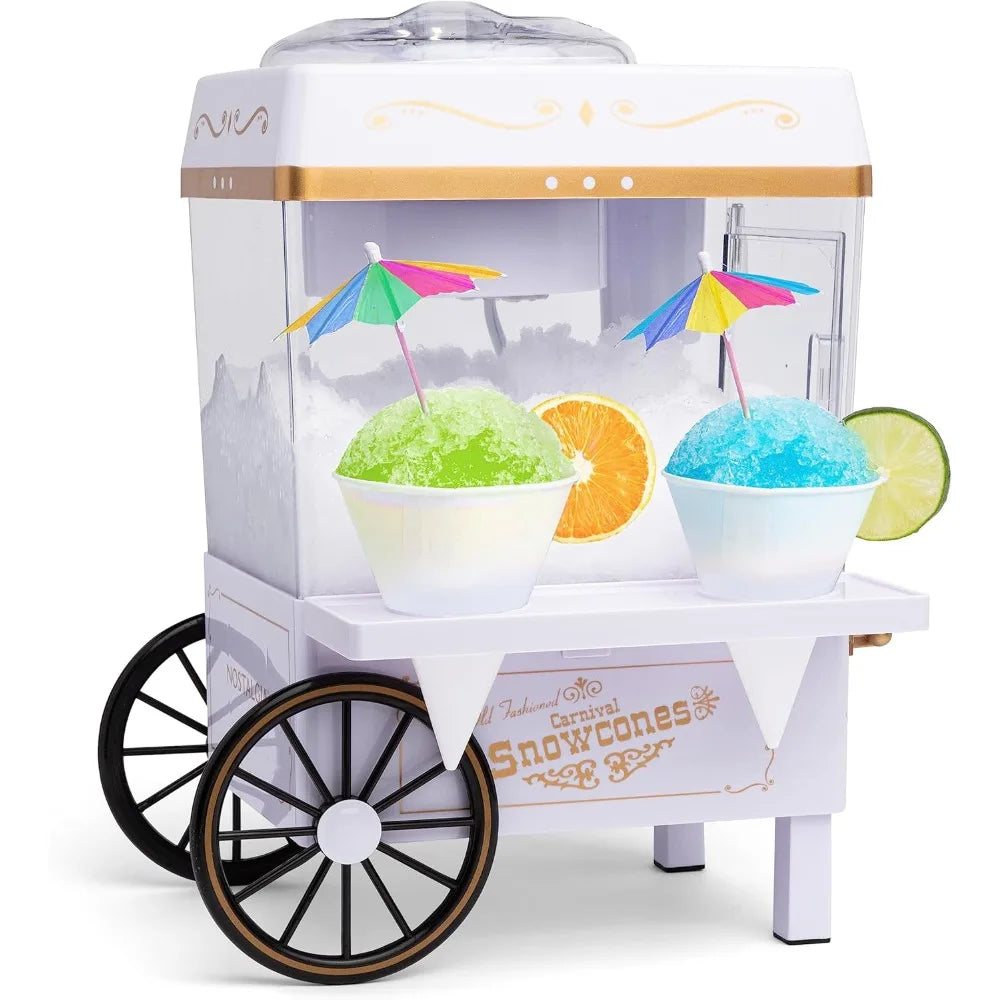Retro Table Top Snow Cone Machine for Shaved Ice Slushie Maker with Cups and Scoop
