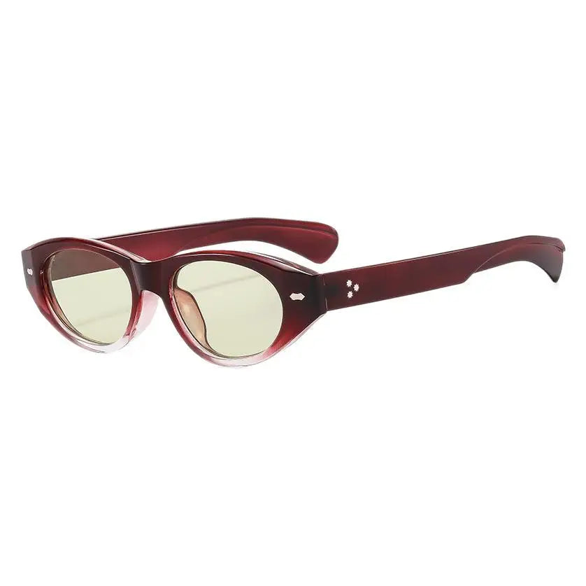 Retro Small Oval Sunglasses Women Men Rivets Shades Fashion Eyewear Luxury Sun Glasses UV400 Brand Oculus Female Gafas