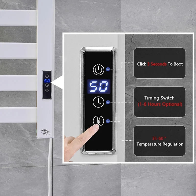 Bathroom Smart WiFi Electric Towel Dryer White Bath Towel Heated Dish Drying Rack Wall Kitchen Heater Towel Warmer Dryer Holder