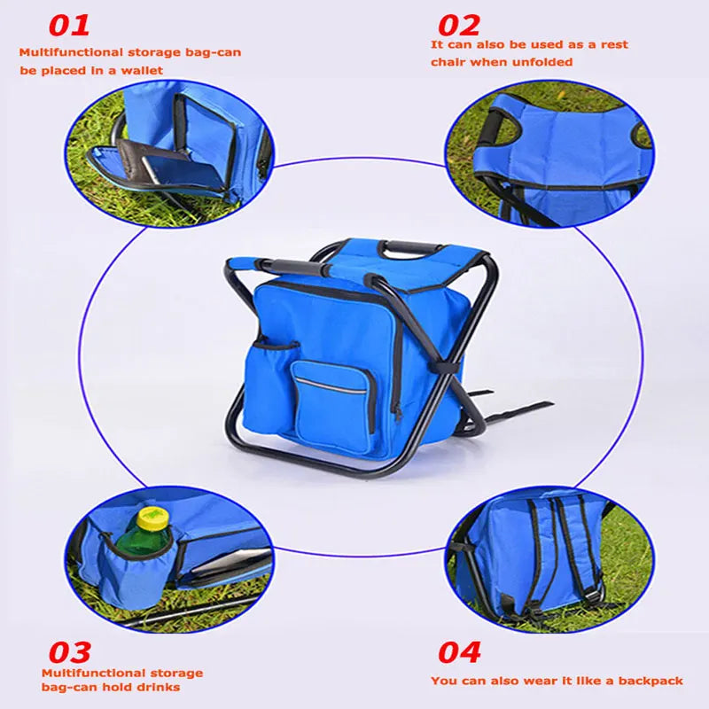 Outdoor Camping, Portable Folding Stool, Thermal Insulation Bag, Lightweight Luggage, Foldable, Multi-Functional Stool