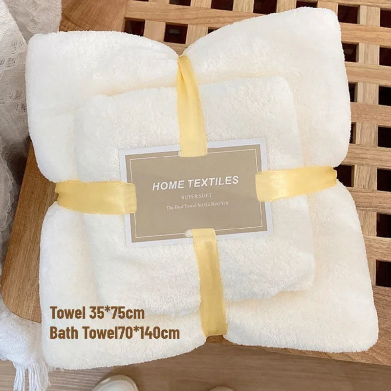 2PC Oversized Bath Towels Set Super Soft Highly Absorbent Quick-drying Coral Velvet Bath Towel For Adults Hotel & Spa Use