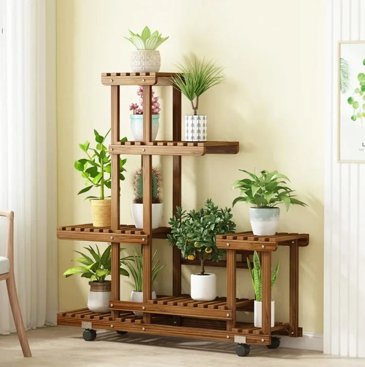6 Tier Wood Plant Stand Plant Holder Display Rack Ladder Storage Rack Plant Shelf for Living Room Balcony Garden Patio