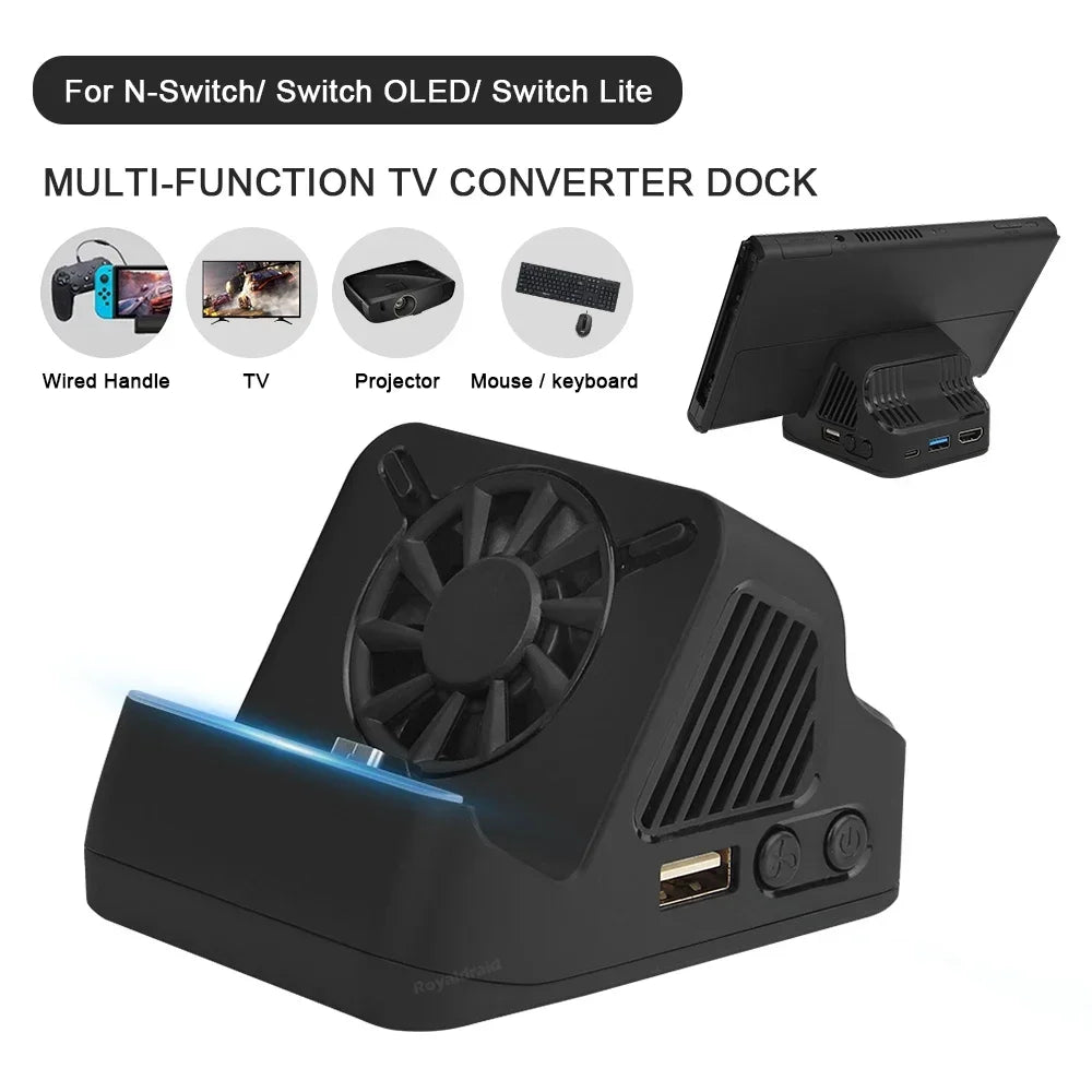 2026 NEW For Switch OLED Console For NS Switch Portable Multifunction TV Projector Charging Dock With Cooling Fan USB 3.0 Port