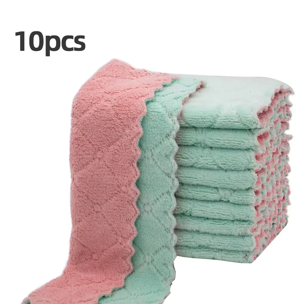 Soft Absorbent Cleaning Rags 10 Pack Reusable Dishcloths Quick Drying