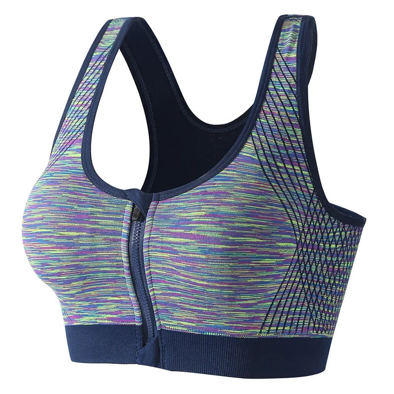 New Sports Bra Women Space Dyed Front Zipper Running Shockproof Vest Gym Jogging Crop Top Female Tops Sport Bras Sutian Feminino