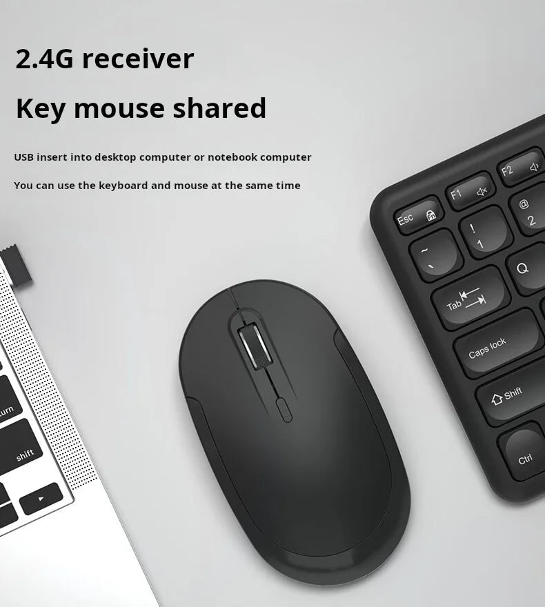B.O.W HW256 Ultra-thin wireless keyboard and mouse set, 2.4G wireless set, 96 keys