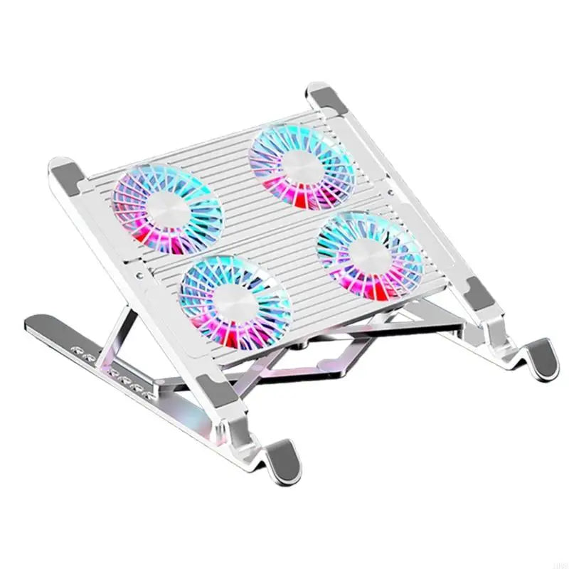 LED Laptop Cooling Pad Gaming Laptop Coolers Laptop Fan Cooling Stand with Quiet Cooling Fan Folding Bracket for Laptop