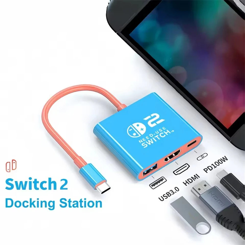 Switch 2 Dock for Switch 2 TV Docking Station with 4K HDMI 2.0 USB 3.0 Port & PD Charging USB-C to HDMI Adapter