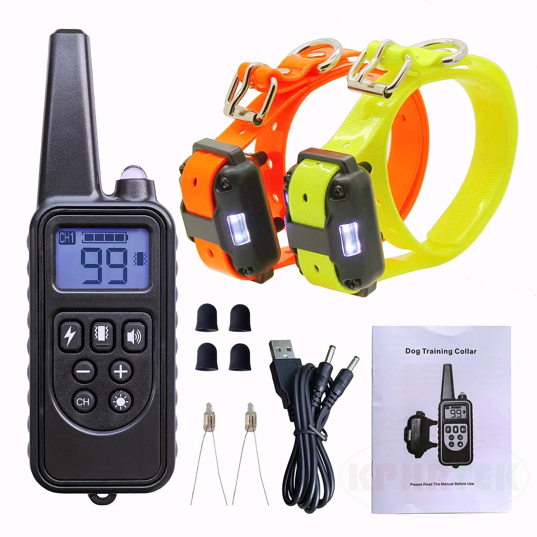 H880 Black Remote Dog Training Collar, For 1/2/3 Dogs, Shock, vibration and beep Function, Rechargeable and Waterproof
