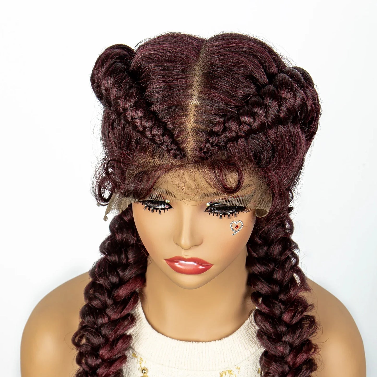 1B/30 Dark Brown Synthetic Lace Frontal Dutch Box Braided Wigs for Black Women Fishtail Braids Wigs with Baby Hair Cornrow Wigs