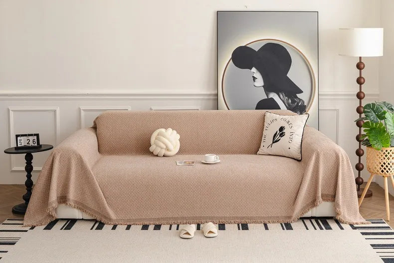 Solid Color Sofa Throw Blanket Non-slip Sofa Slipcovers Pets Kids Dust-proof Couch Armchair Covers Camping Picnic Blankets Home