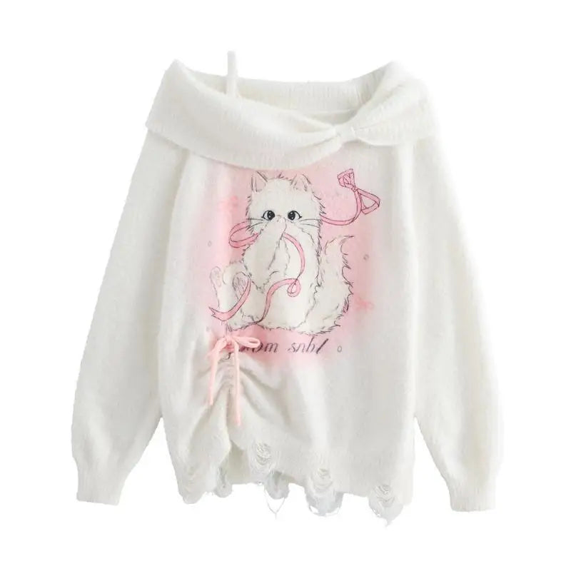Suéter de hombros descubiertos Pretty Kitty