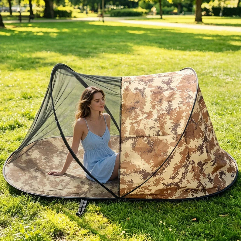 Portable Mosquito Net No Installation Full Cover Camping Tent Outdoor Beach Sunshade Shelter Camouflage Style