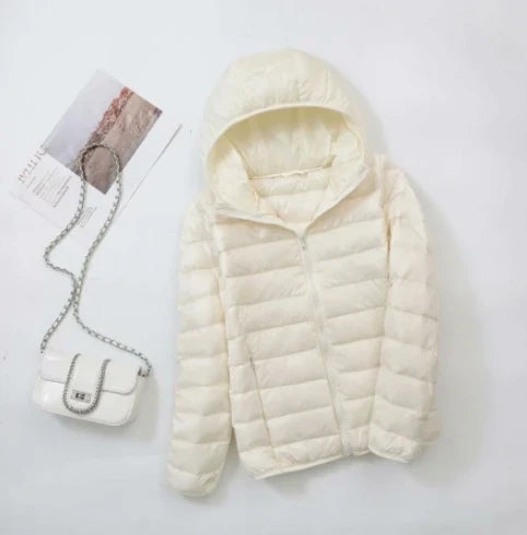 8XL Cheap Ultra Light Down Winter Warm Hooded Feather Puffer Jacket For Girl Short Spring Autumn Coat Female Women Big Size Duck