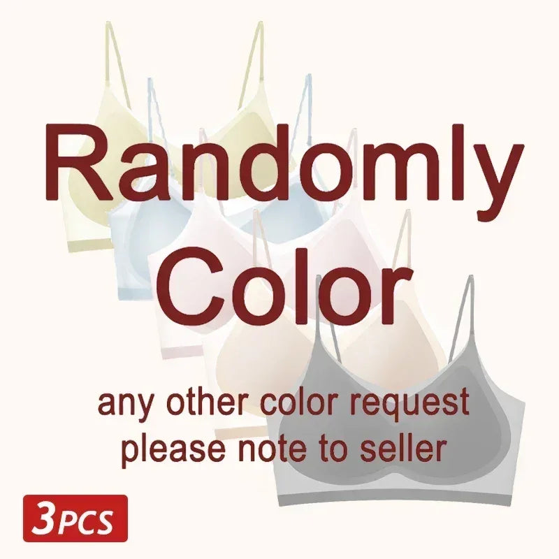 3PCS Ultra-Thin Breathable Ice Silk Top Bras Women's Bustier Underwear Seamless Back Halter Vest Wrap Wireless Bras Solid Color