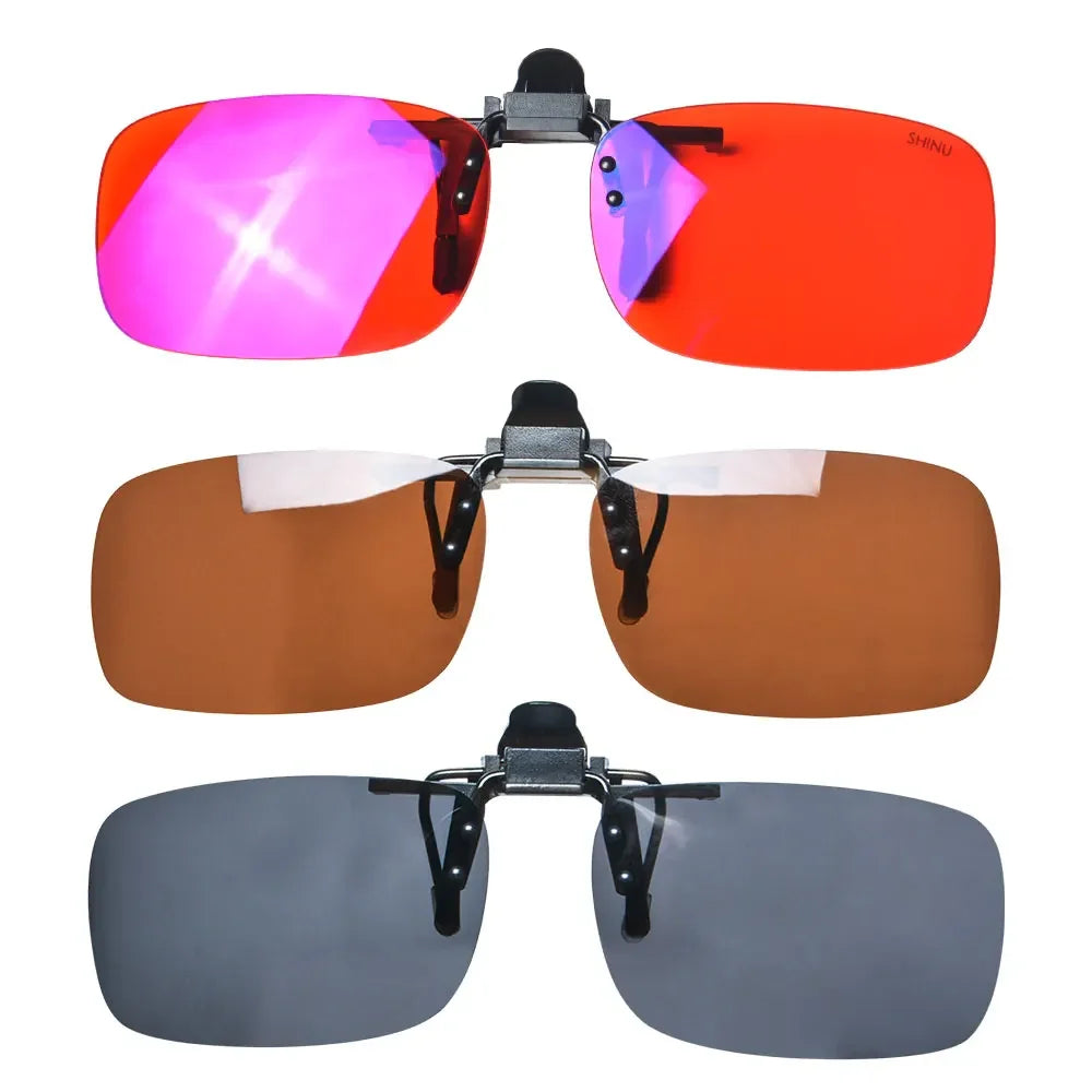 SHINU Polarized clip-on glasses Anti Blue Light Polarized Sunglasses Worn Over Glasses Yellow Lenses Glasses For Night Driving