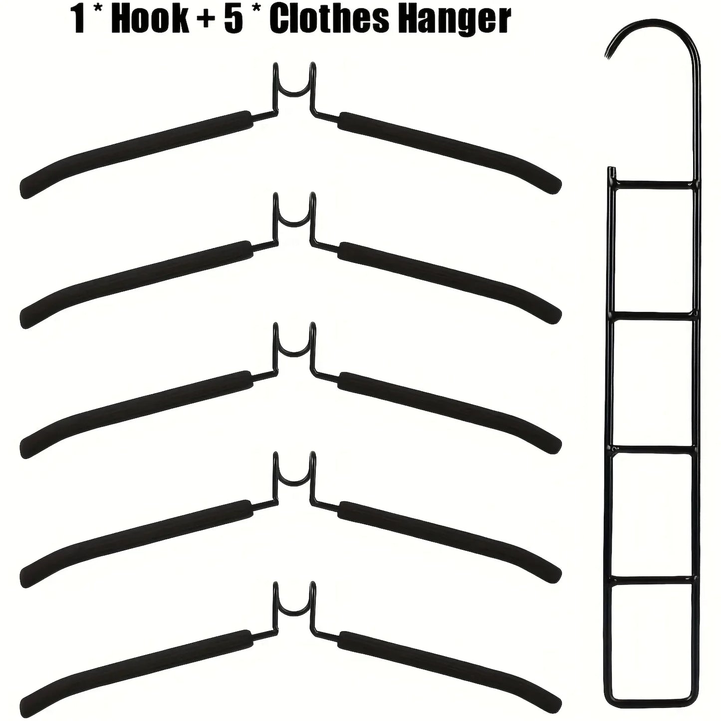 5pcs Multi-Tier Hanging Closet Hanger with Hooks Space-Saving Organizer for Closet Coats Shirts Dresses Jackets Hanging Storage