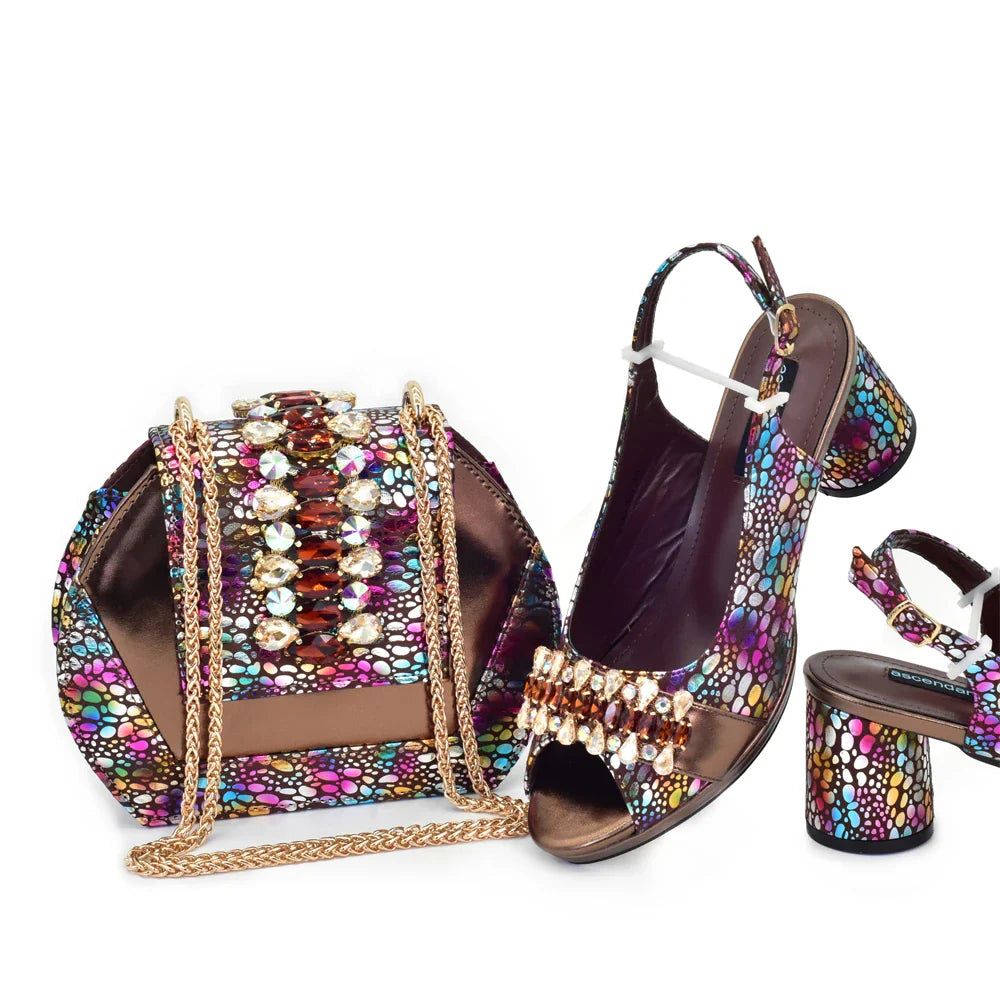 Conjuntos de zapatos y bolsos italianos HFG1-1