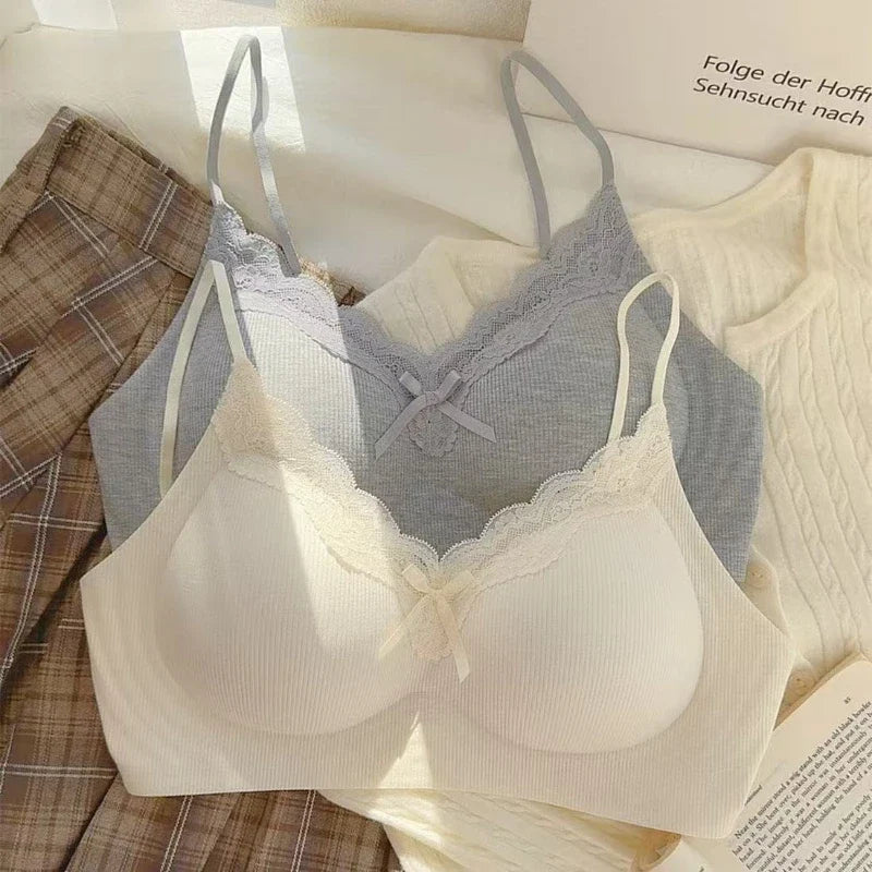 Women's Lace Bra Underwear Vest-Style Strips Beautiful Comfortable Bra Small Breasts Support Comfortable Wireless Underwear