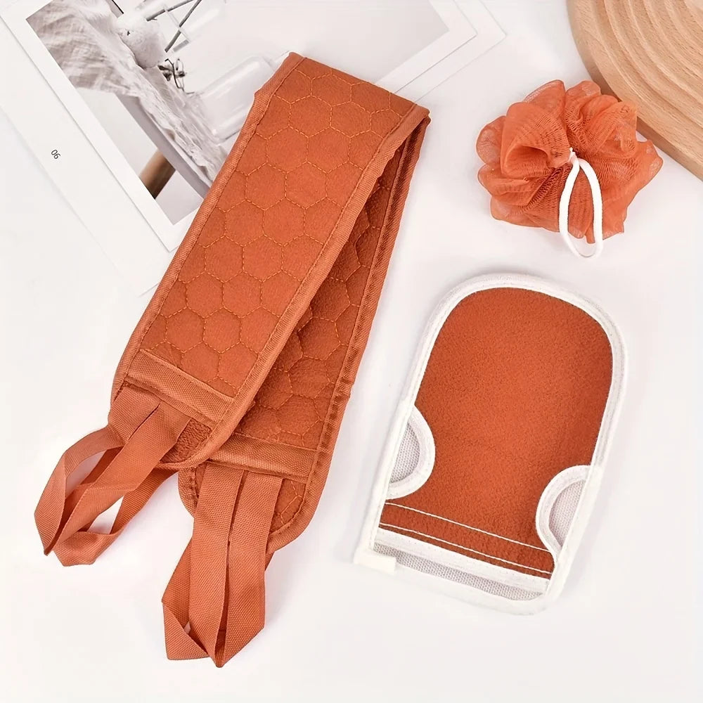 3Pcs/Set Body Cleaning Washcloth Bathroom Shower Ball Back Scrubber Set Exfoliating Skin Towel Bath Gloves Brush