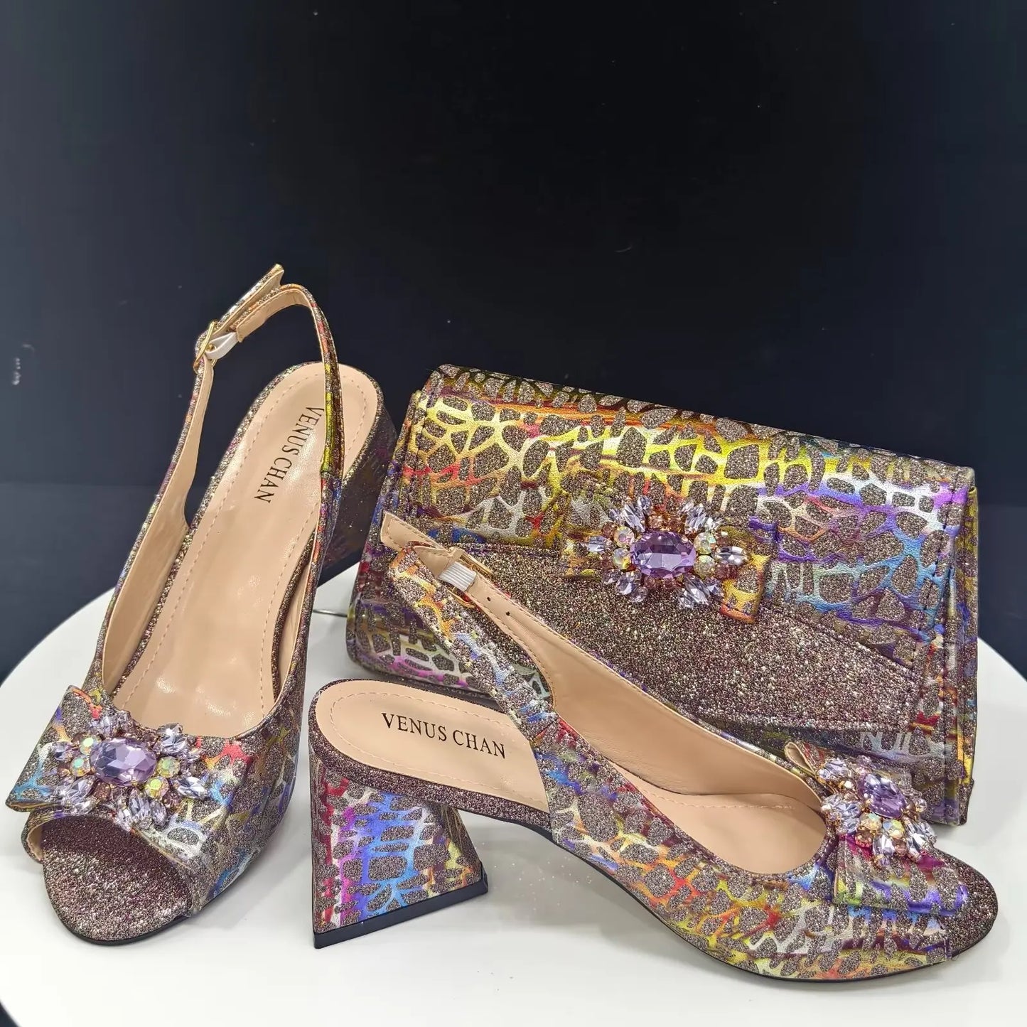 Nuevo set de zapatos y bolsos para mujer a juego HRE1-3