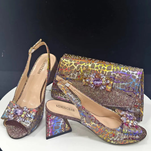 Nuevo set de zapatos y bolsos para mujer a juego HRE1-3