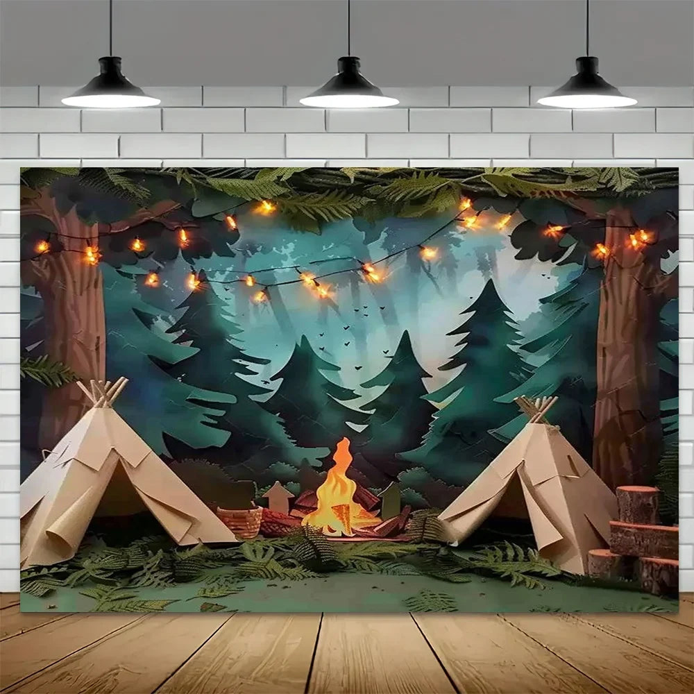 1 Photography Camping Background - Forest Scene Party Background with