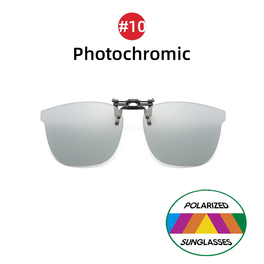 VIVIBEE Big Size Flip up Clip on Sunglasses Polarized Men Classic UV400 Photochromic Lens Sun Glasses for Women
