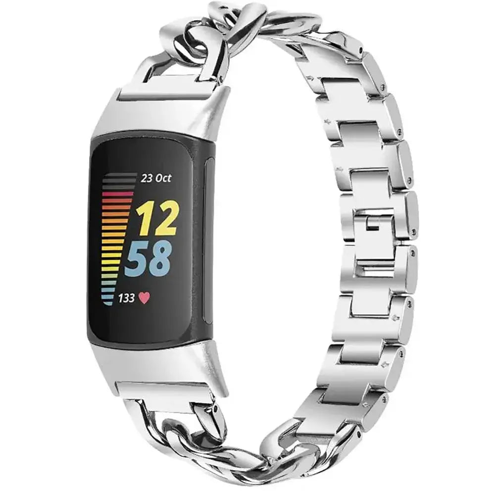 Fitbit Charge 5 & 6 Curb Chain Stainless Steel Bracelet Band