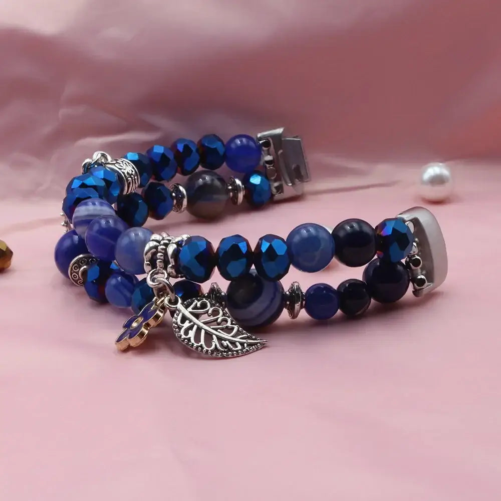 Fitbit Inspire 3 Beaded Charm Bracelet Band, Double Strand