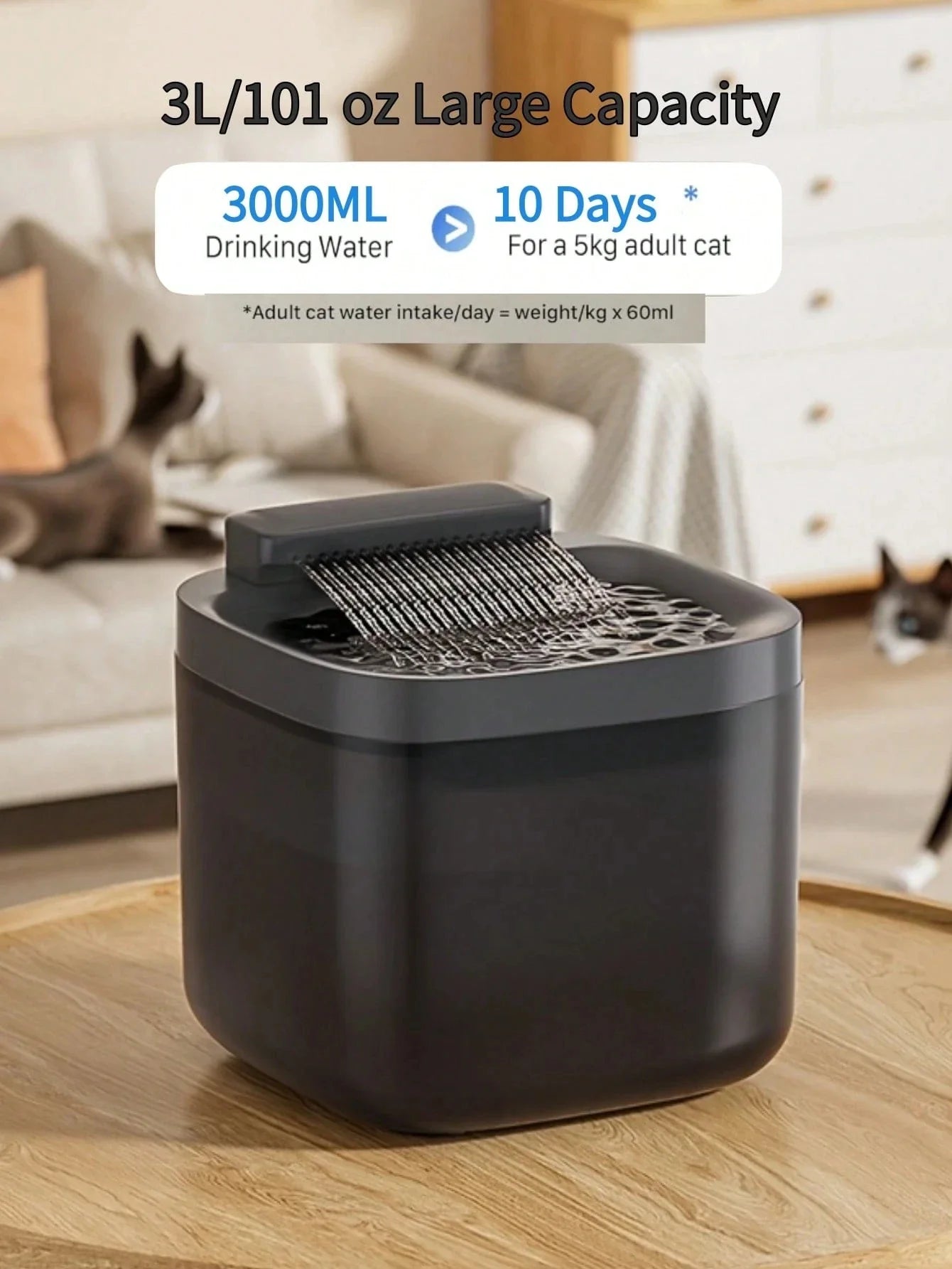 3L Automatic Pet Water Fountain With 2 Filter Cartridges, Large Capacity Quiet Design Suitable For Cats And Small/Medium Dogs