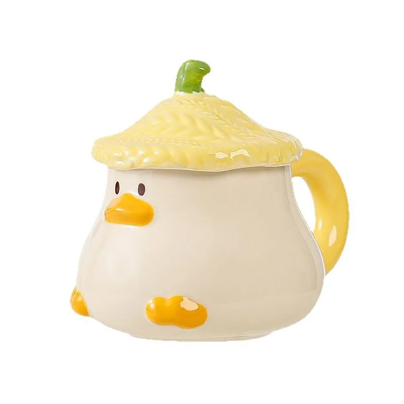 Taza de pato kawaii con tapa