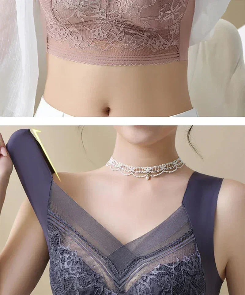 L-6L Mujeres Sujetador Grande Push Up Seda de Hielo Sin Costuras Sujetador Bralette Encaje Sin Aros Sujetadores de Verano Talla Grande Lencería Ropa Interior 15019