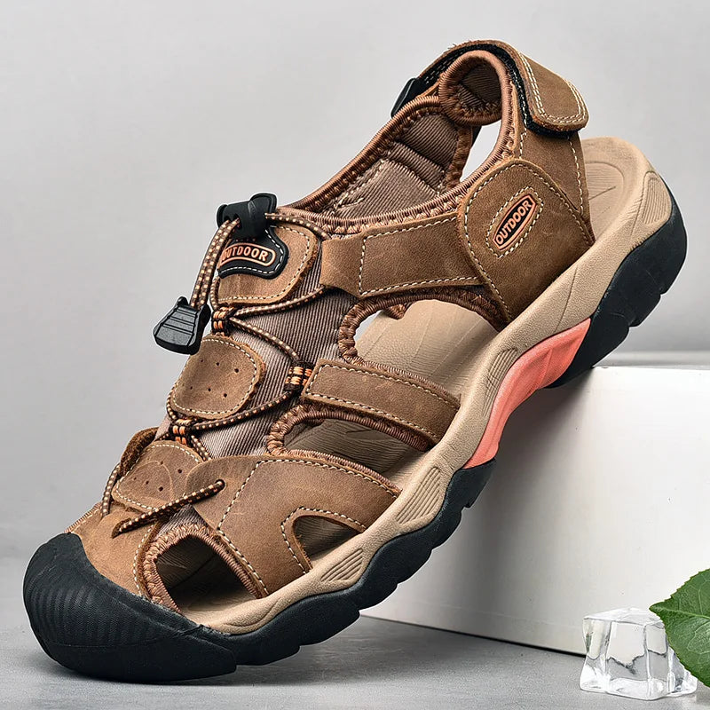 Summer Men's Shoes 2023 New Casual Sandals Outdoor Walking Anti-slip Beach Sports Shoes Platform Sandals Leather Slipper Man