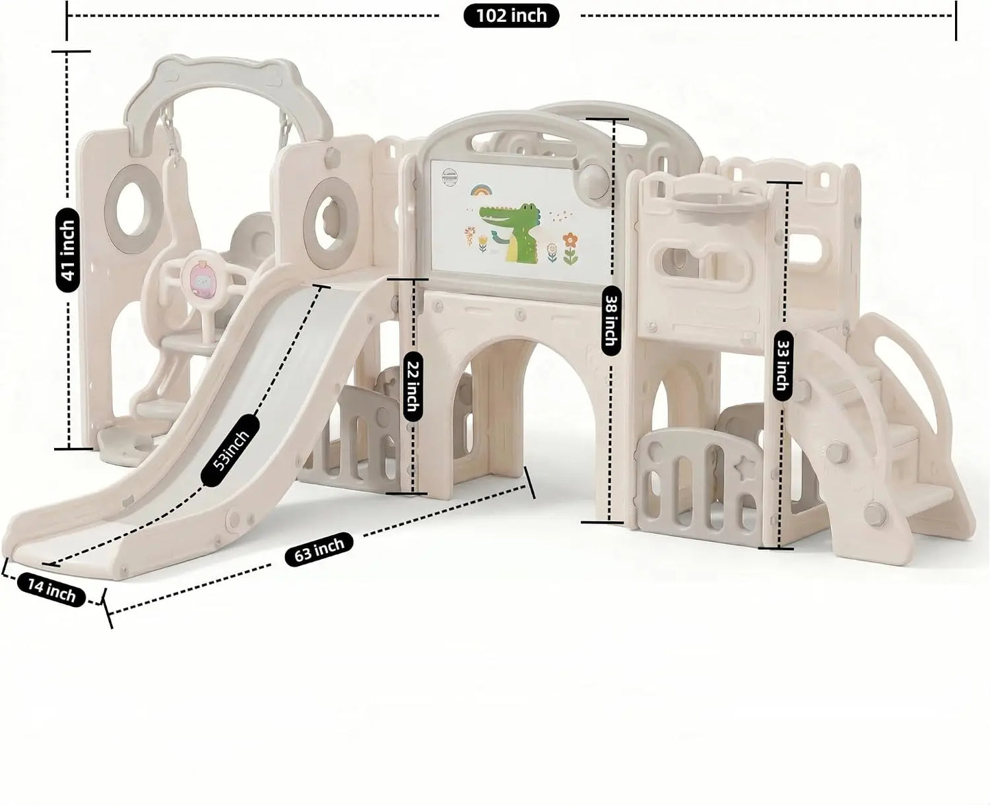 12-In-1 Toddler Playground Gym Playset - Indoor Outdoor Swing Set with