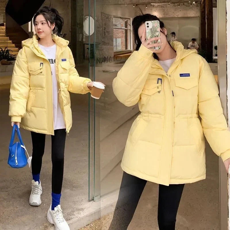 2025 New Winter Hooded Parka Women's Down Cotton Jacket Puffer Coat Overcoat Thick Warm Cotton Padded Jacket Snow Wear Outwear