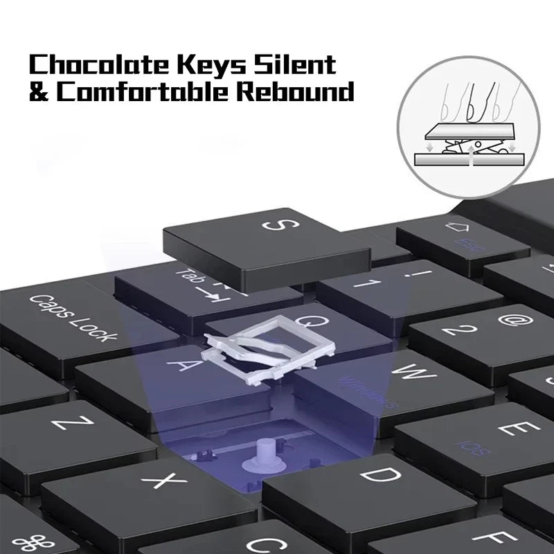 JP-Wireless Bluetooth keyboard ultra-thin and silent. Suitable for computers, tablets. Keyboard and mouse set for office use.