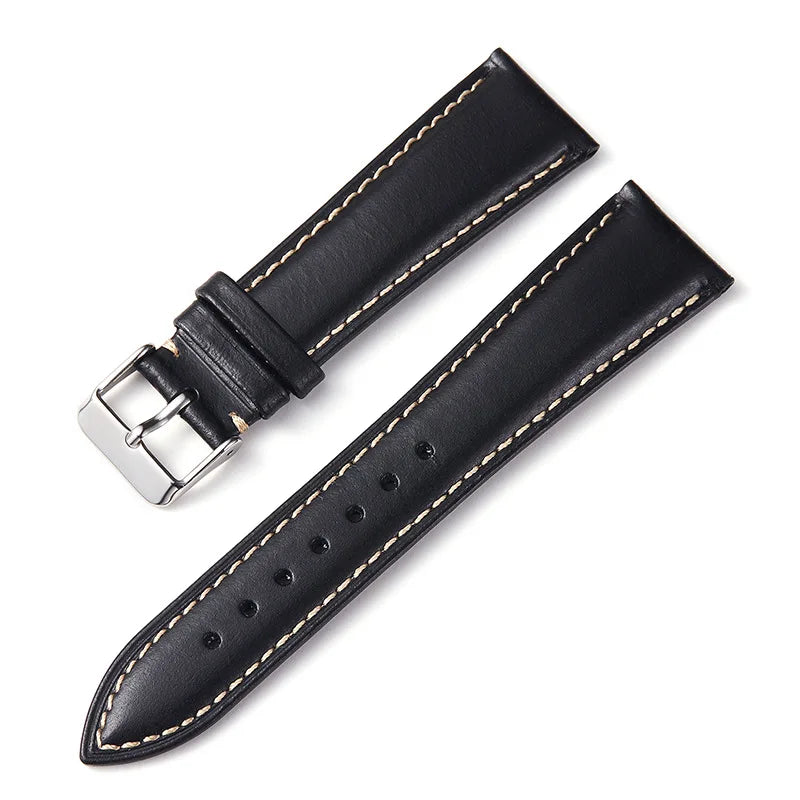 Garmin 18/20/22mm Quick Release Oil Wax Cowhide Leather Band with Contrast Stitching