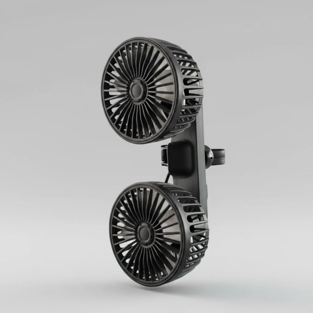 Portable Dual-Head USB Fan for Car with 360° Rotation & 3 Speed Settings for Ultimate Comfort