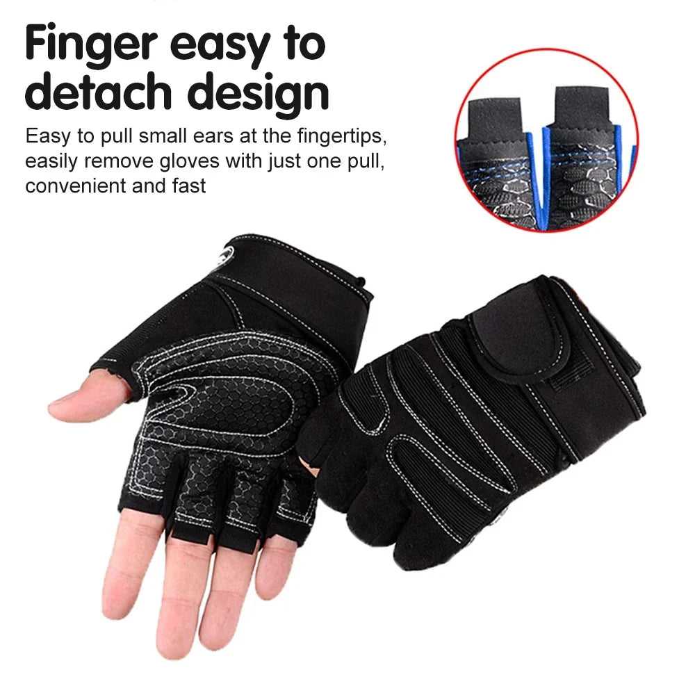 Workout Gloves for Men Women Half Finger Glove with Wrist Wrap for Sport Weight Lifting Training Bicycle Motorcyclist Gym Glove