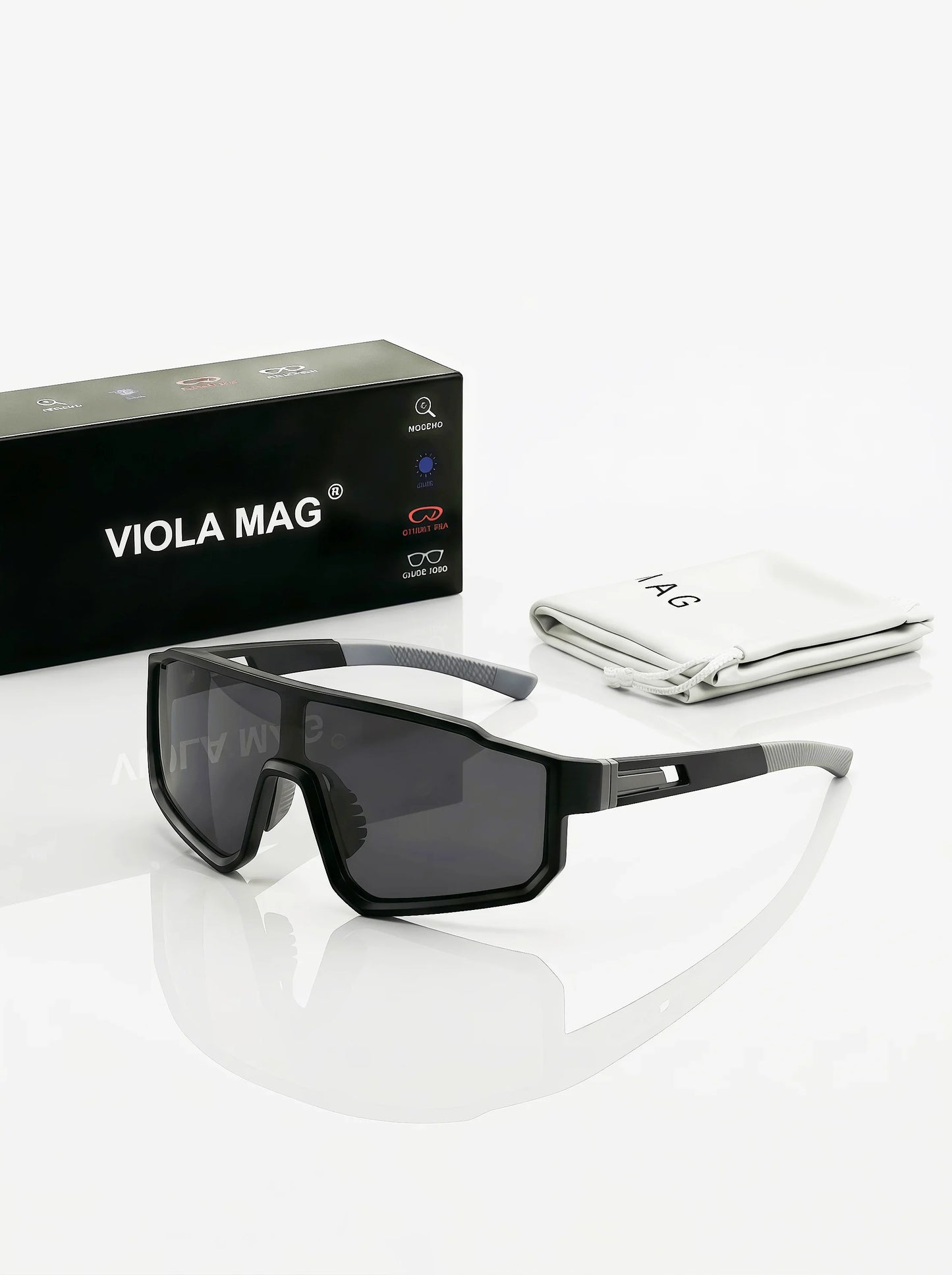 VIOLA MAG Fashion Cycling Glasses, Unisex, Oversized Frame, Non-slip Rubber Grip Frame Suitable for Running, Fishing, Hiking and