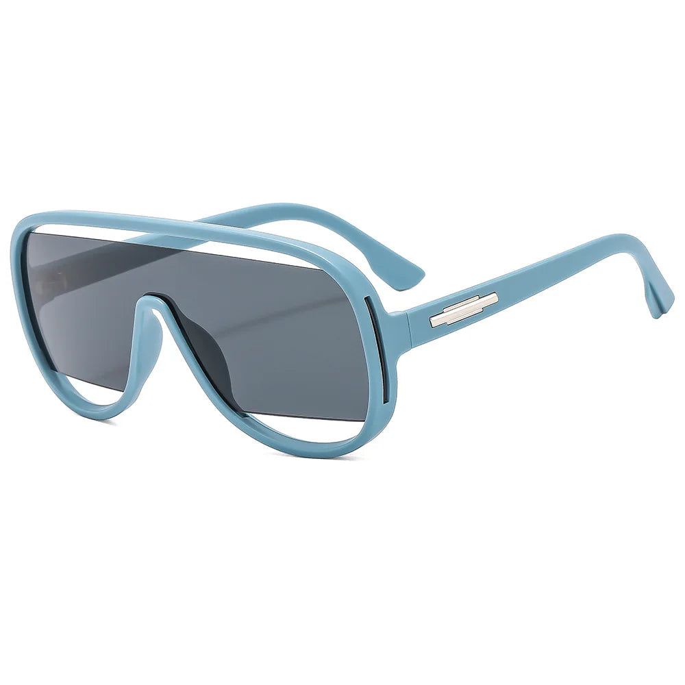 Fashion Oversized Pilot Men Unique Hollow Sunglasses Women Retro One Piece Gradient Mirror Shades UV400 Rimless Sun Glasses