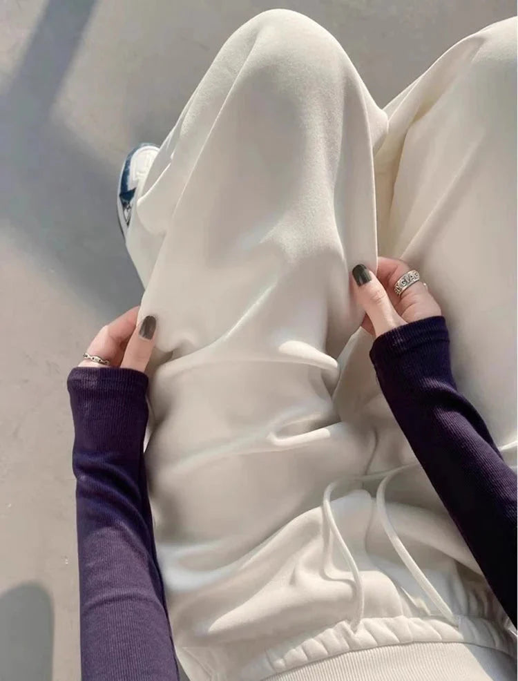 Pantalones rectos anchos de cintura alta sueltos grises para mujer