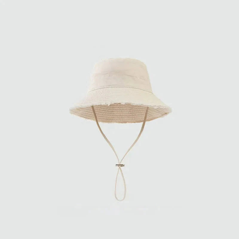 Sombrero de pescador unisex de algodón con borlas